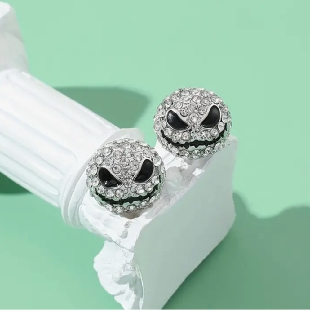 The Nightmare Before Christmas Jack Skellington Silver Sparkle Stud Earrings